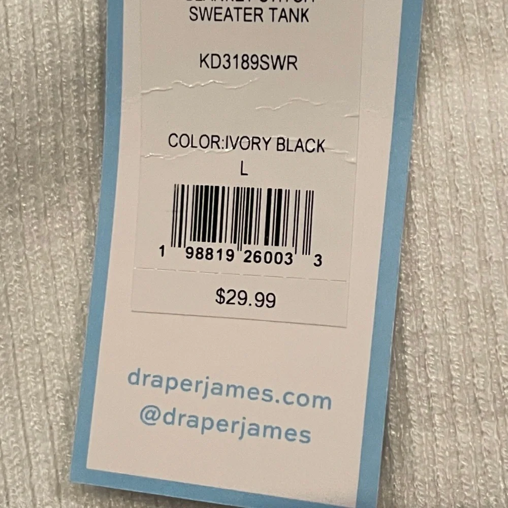 NWT Draper James Ivory Black Scalloped Top Career Old Money Capsule Minimalist L - Picture 8 of 8